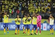 Kerala Blasters players thank the fans after their ISL match last season